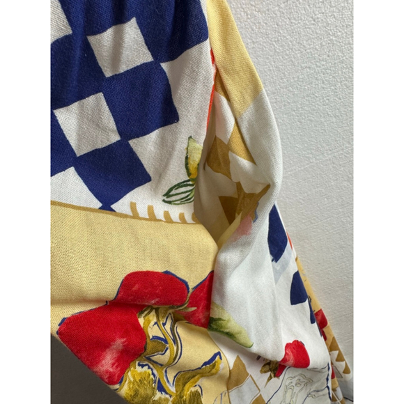 NWT Caroline Constas Linen blend Maxi Dress S White Blue Fruit Print - Picture 10 of 12